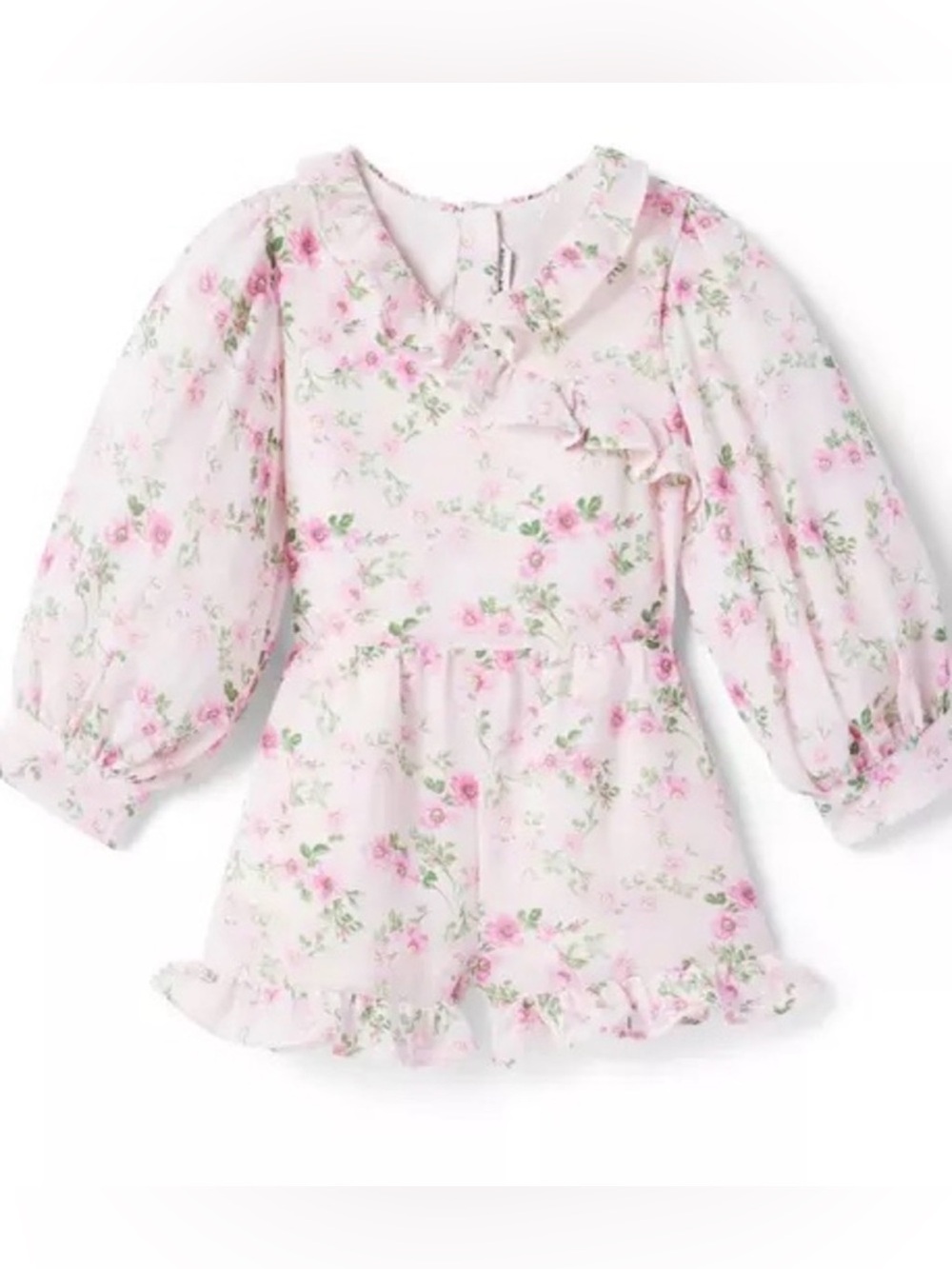 Janie & Jack Ditsy Floral Ruffle Trim Romper